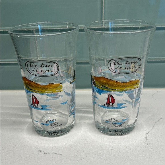 Molly Hatch Glasses - Etsy Molly Hatch (2) Sailboat Glass Tumblers The Time Is Now